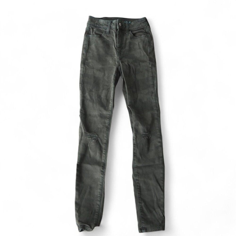 American Eagle‎ NE(X)T Level Stretch Super Hi-Rise Jeggings Camo Juniors 00